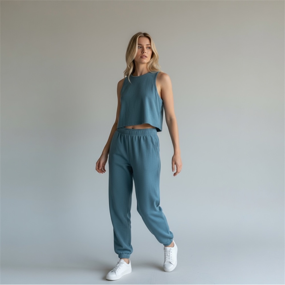 SHEIN 2 Piece Blue Sleeveless Top and Joggers Set